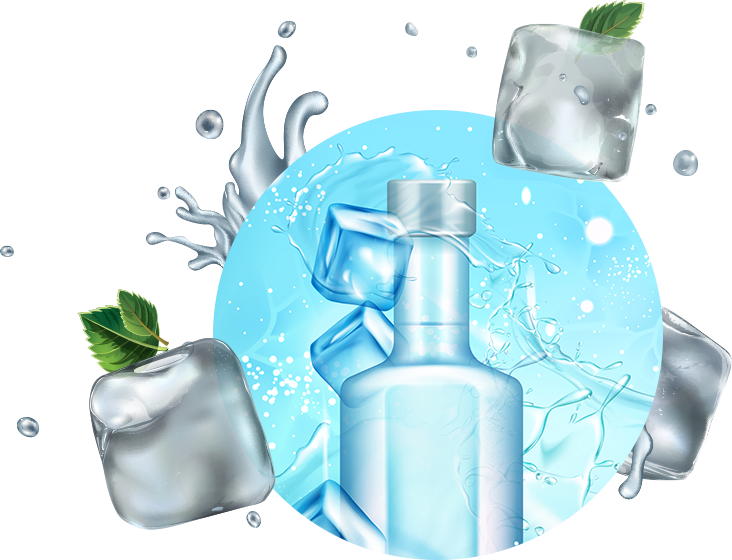 Vaso de agua refrescante con hielo