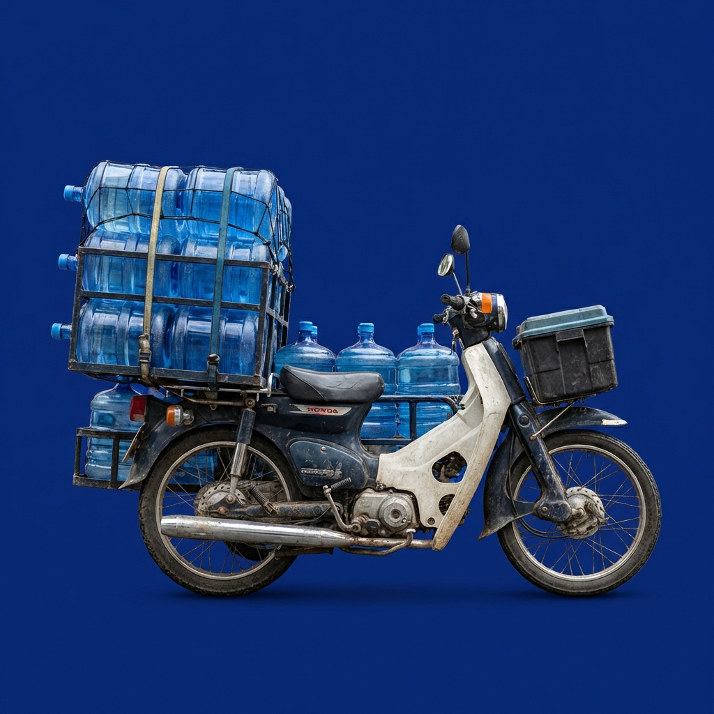 Ilustración de repartidor en moto